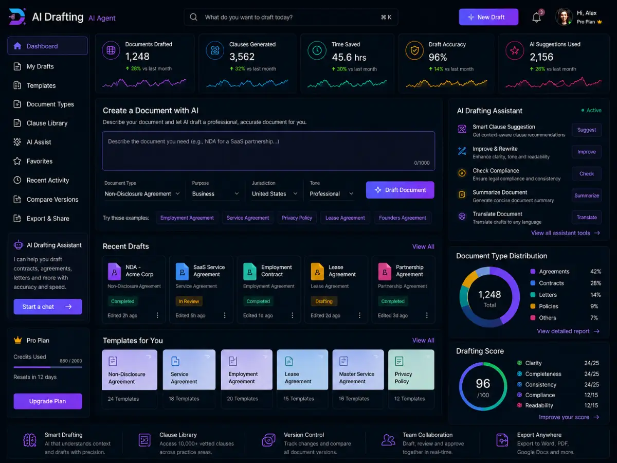 aidrafting.app AI drafting app — dashboard preview